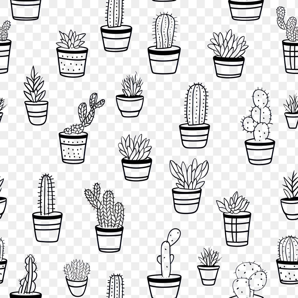 PNG Cactus backgrounds pattern drawing. AI generated Image by rawpixel.