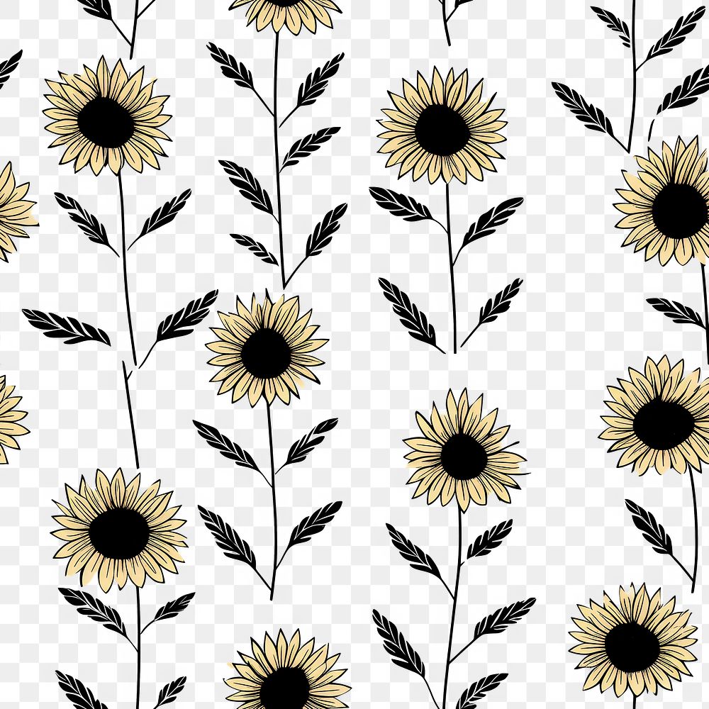 PNG Sunflower pattern backgrounds wallpaper. AI generated Image by rawpixel.
