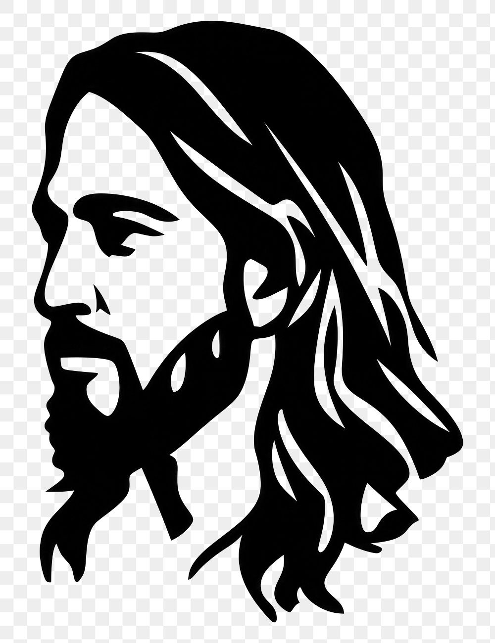 PNG Jesus silhouette stencil white background. AI generated Image by rawpixel.