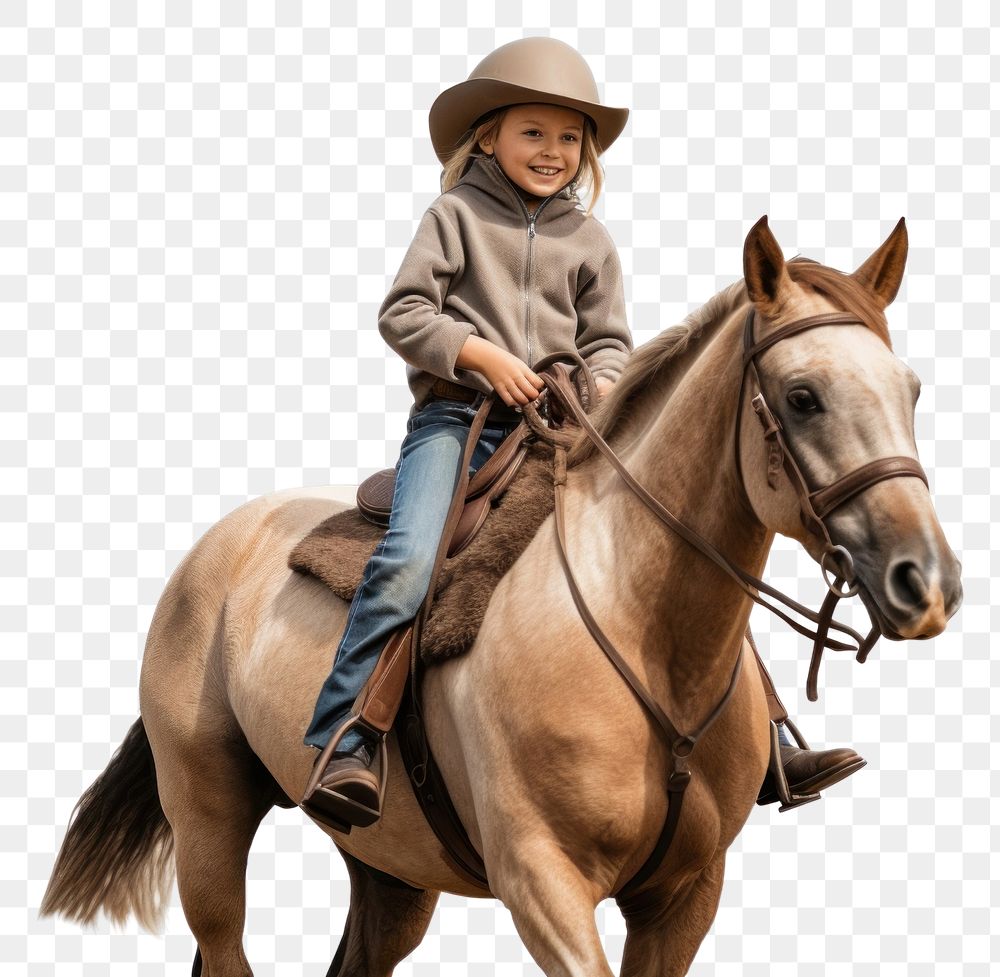 PNG Kid horserider riding the horse walking mammal animal white background. AI generated Image by rawpixel.