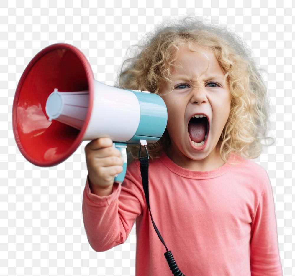 PNG Kid screaming to megaphone shouting electronics happiness. AI generated Image by rawpixel.