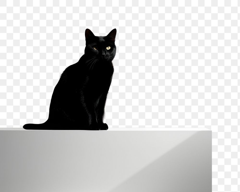 PNG Cat in minimal room mammal animal black. AI generated Image by rawpixel.