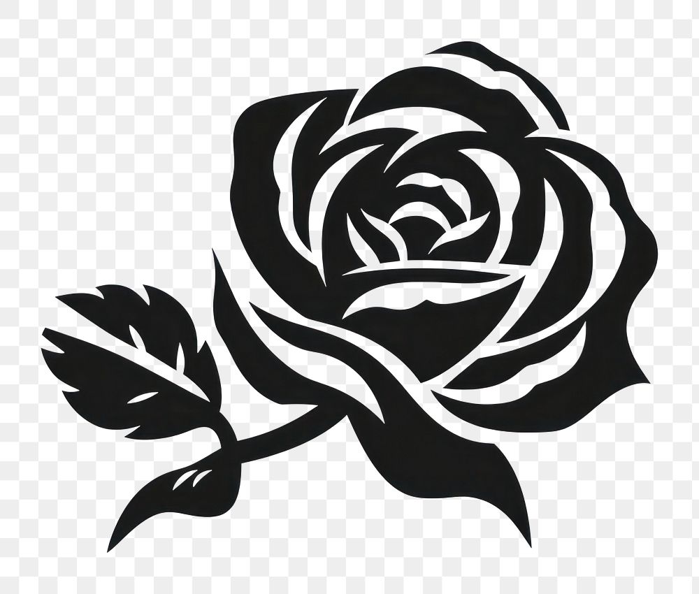 PNG Rose stencil flower plant. AI generated Image by rawpixel.