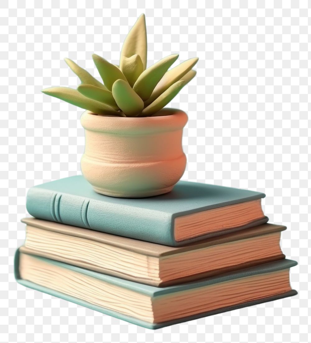 PNG Stack of book with plant publication intelligence arrangement. AI generated Image by rawpixel.
