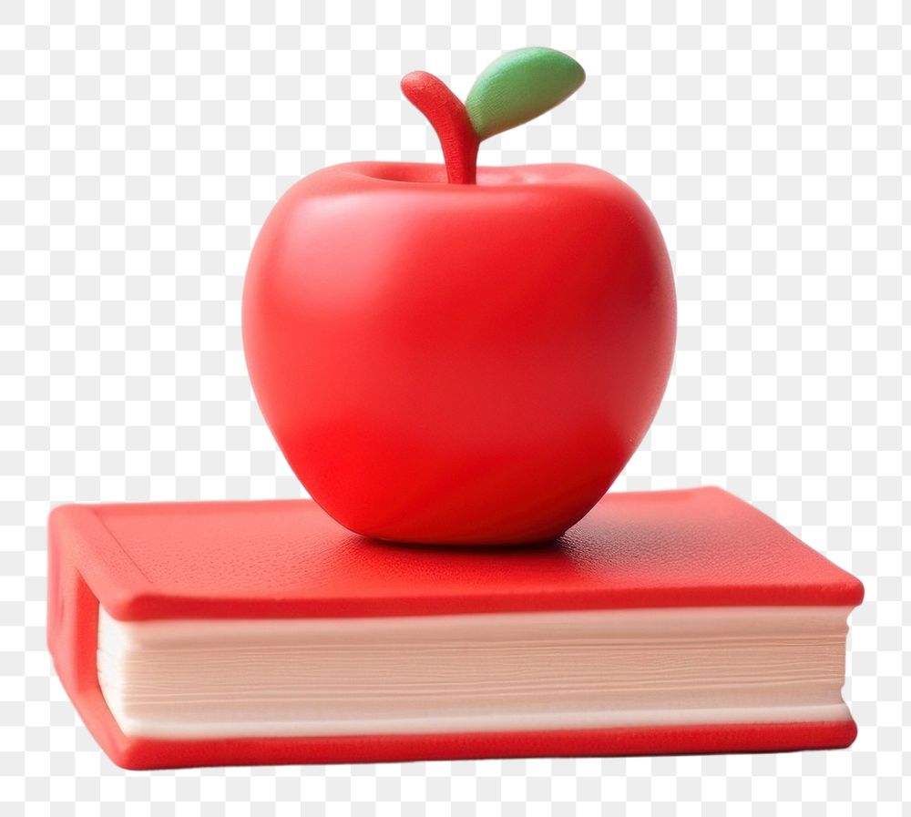 PNG Stack of book with red apple publication fruit plant. AI generated Image by rawpixel.