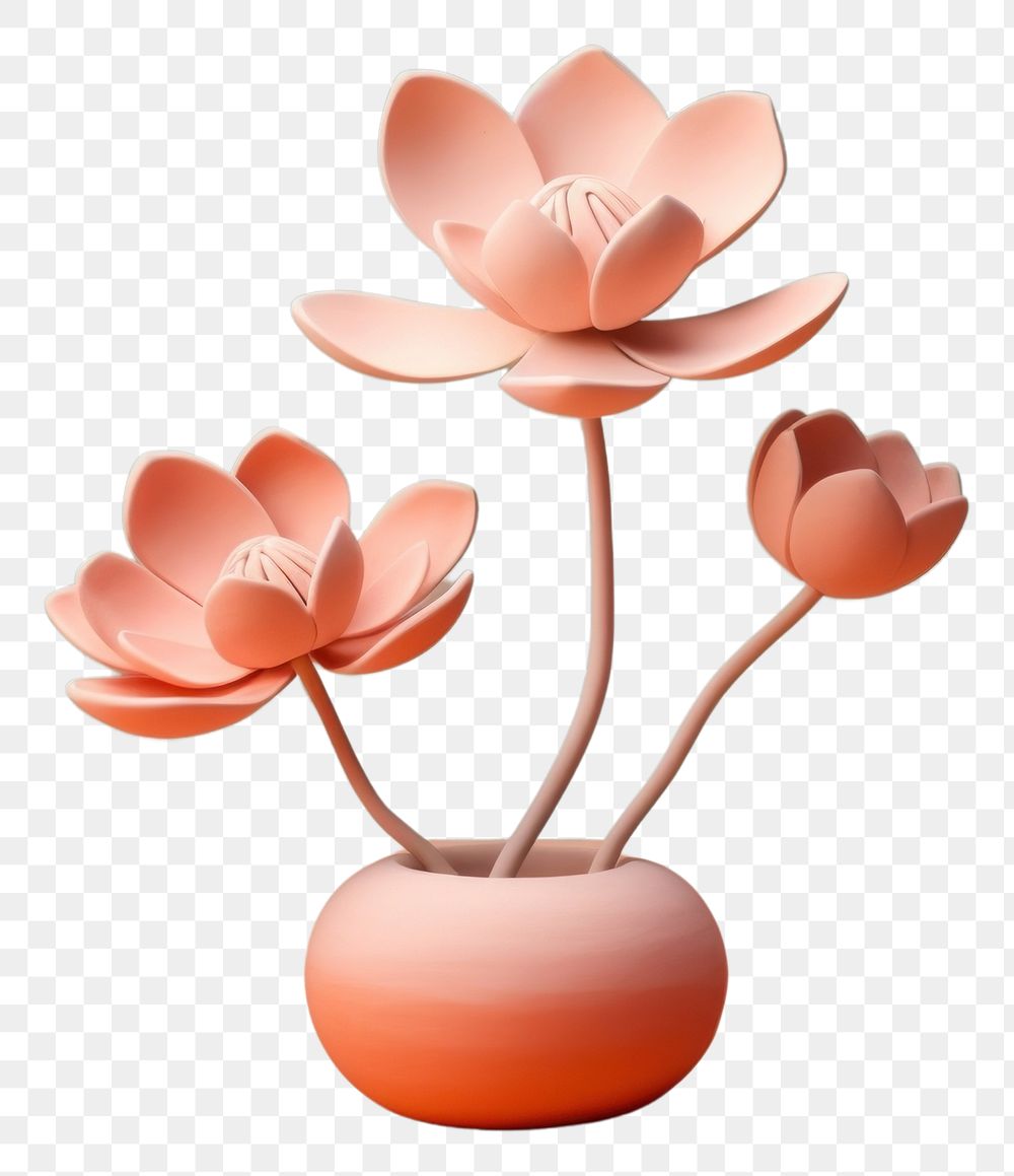 PNG Lotus Flowers flower plant vase. AI generated Image by rawpixel.