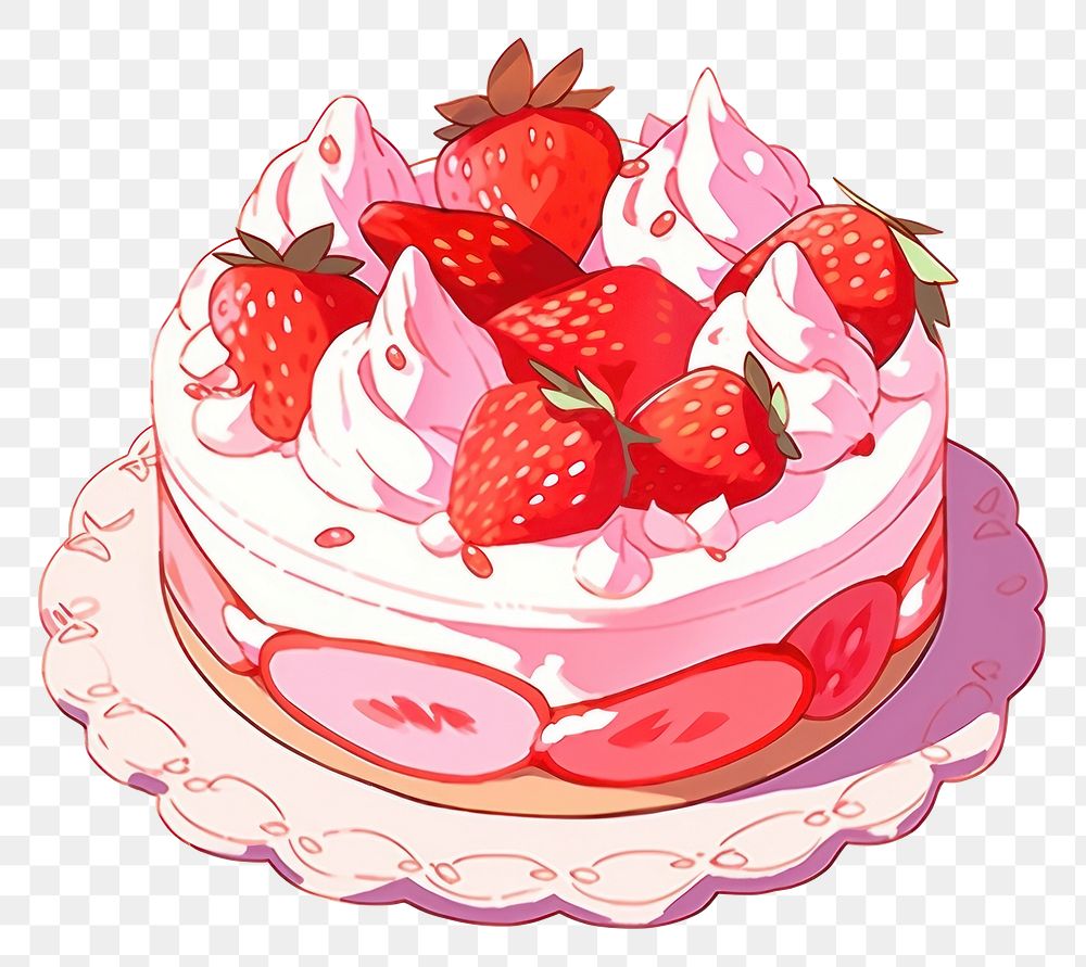 PNG Mousse cake strawberry dessert fruit. AI generated Image by rawpixel.