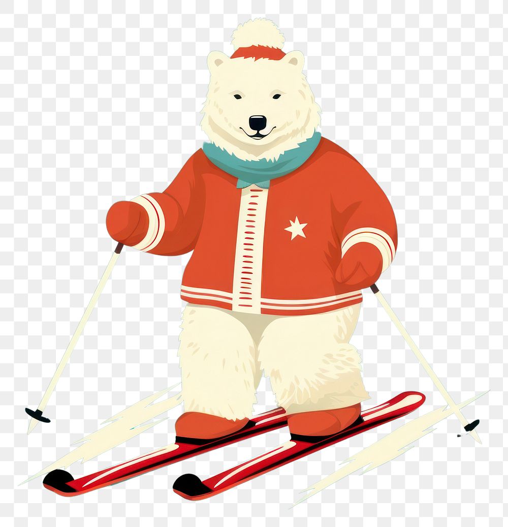 PNG Flat vector skiing sports bear. AI generated Image by rawpixel.