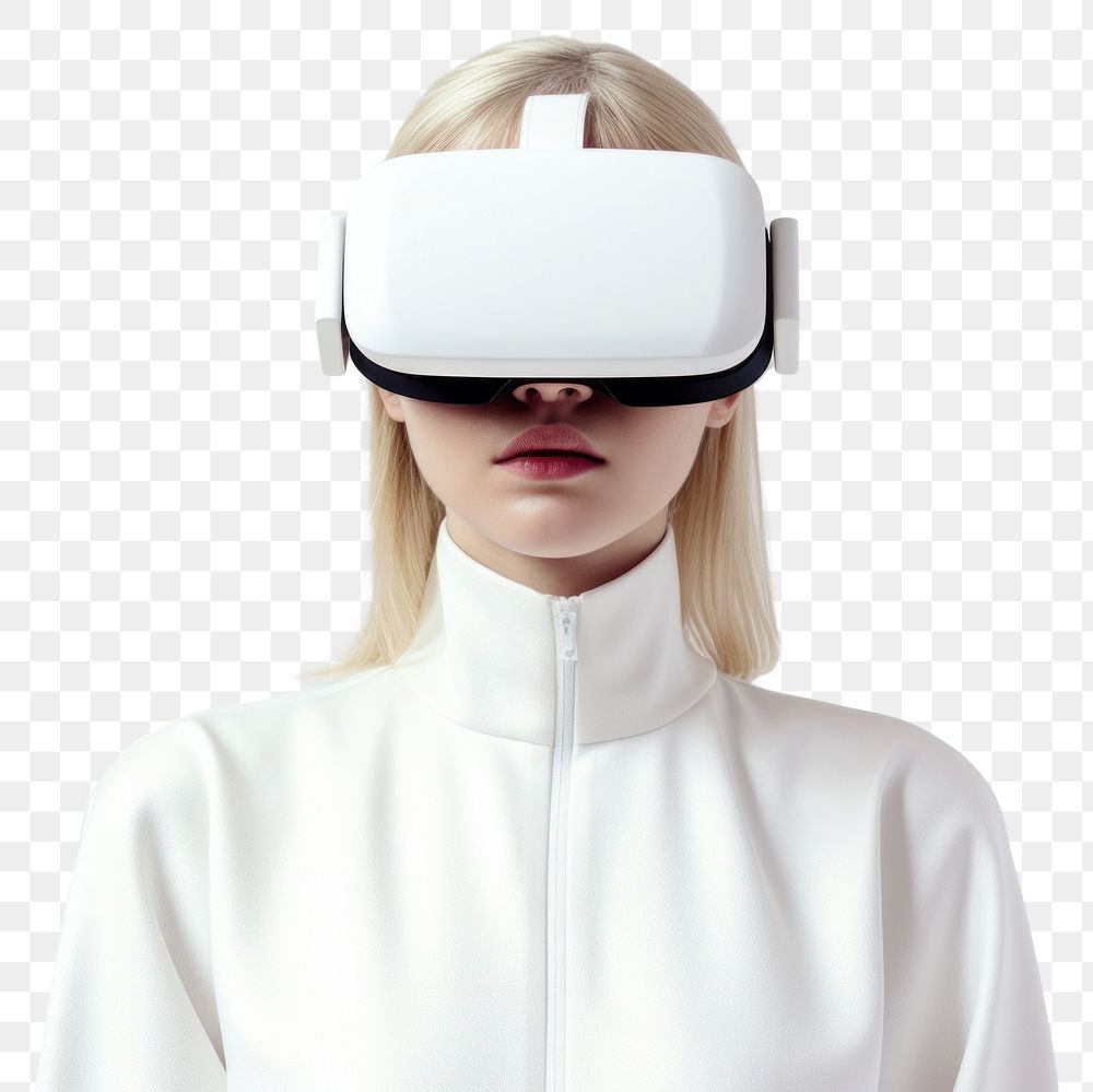 PNG Virtual reality headset portrait fashion white. AI generated Image by rawpixel.
