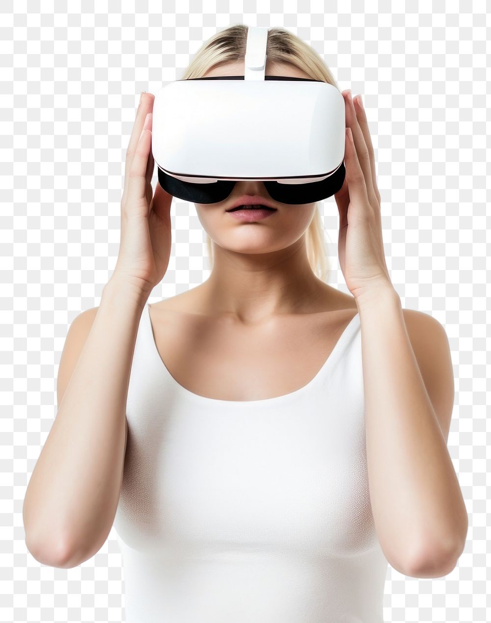 PNG Virtual reality headset portrait glasses white. AI generated Image by rawpixel.