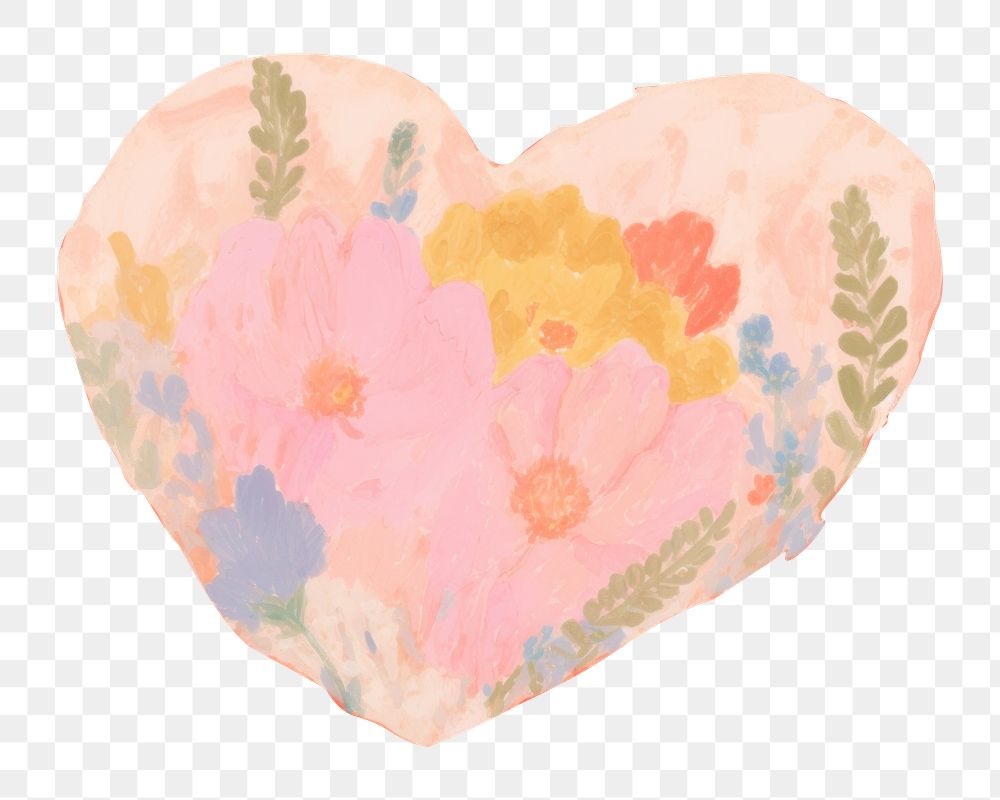PNG Heart with a beautyful flower backgrounds painting petal. AI generated Image by rawpixel.