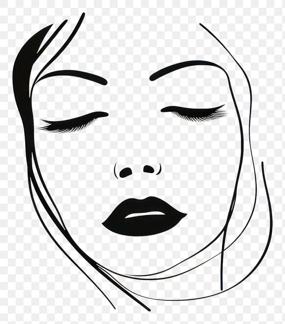PNG  Face line drawing sketch illustrated. AI generated Image by rawpixel.