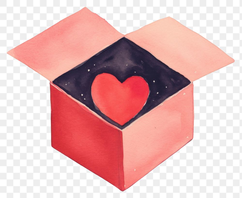 PNG Open box with heart paper creativity rectangle. AI generated Image by rawpixel.