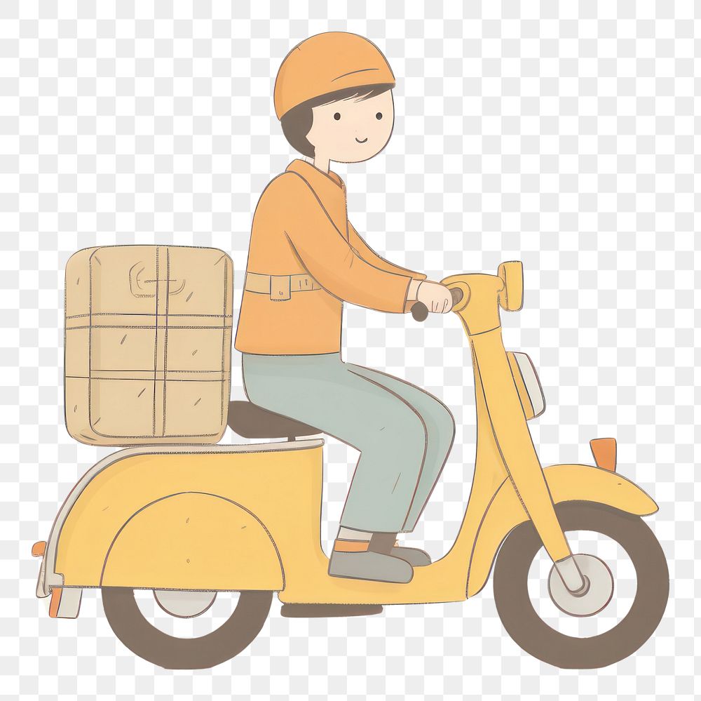 PNG A motorbike delivery man character motorcycle vehicle scooter. AI generated Image by rawpixel.
