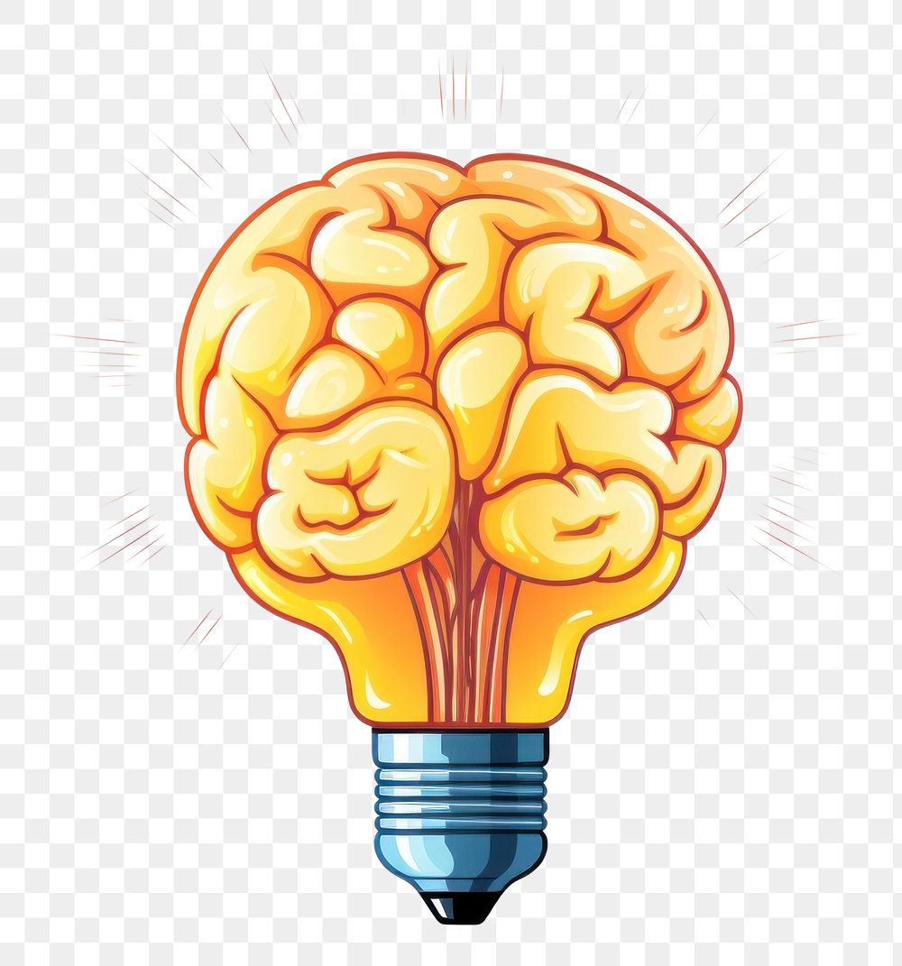 PNG A brain lightbulb illuminated innovation. AI generated Image by rawpixel.
