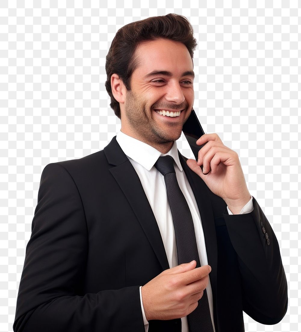 PNG A business man smile answering adult. AI generated Image by rawpixel.