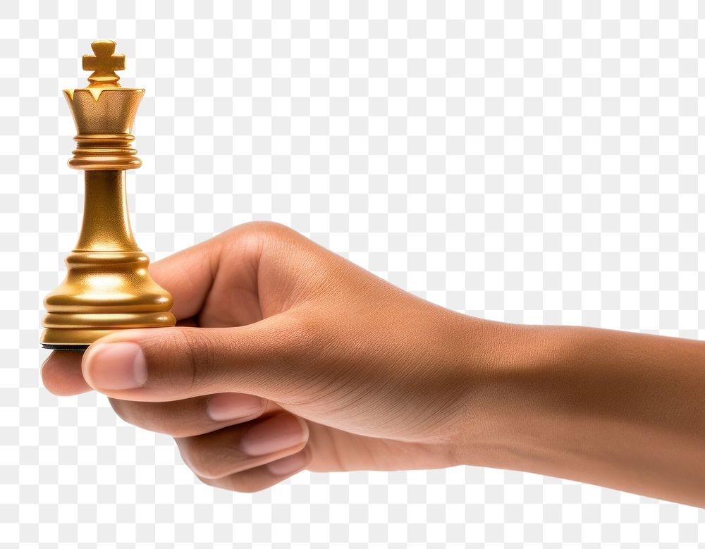 PNG A gold chess piece game hand white background