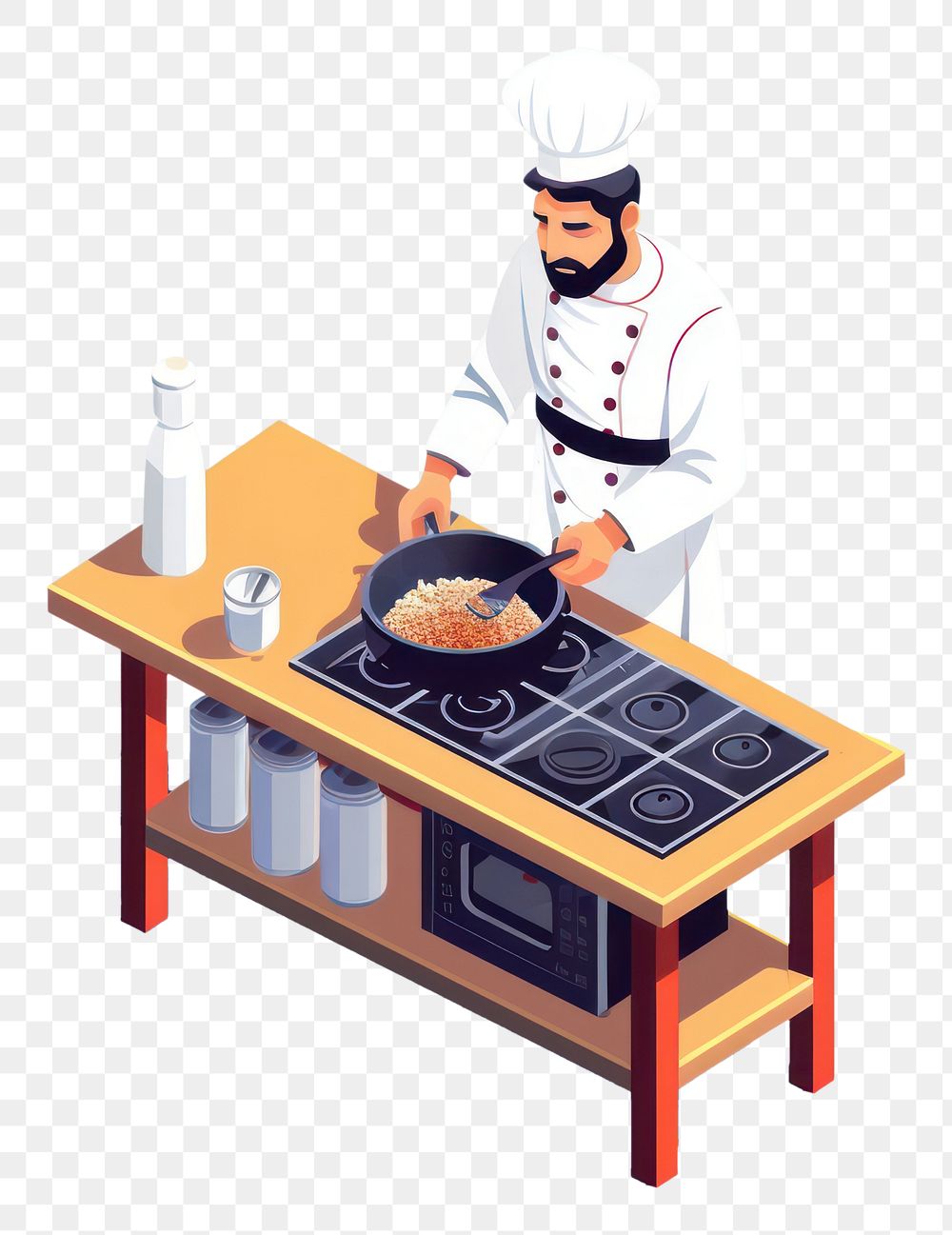 PNG Chef cooking isolated kitchen table adult. AI generated Image by rawpixel.