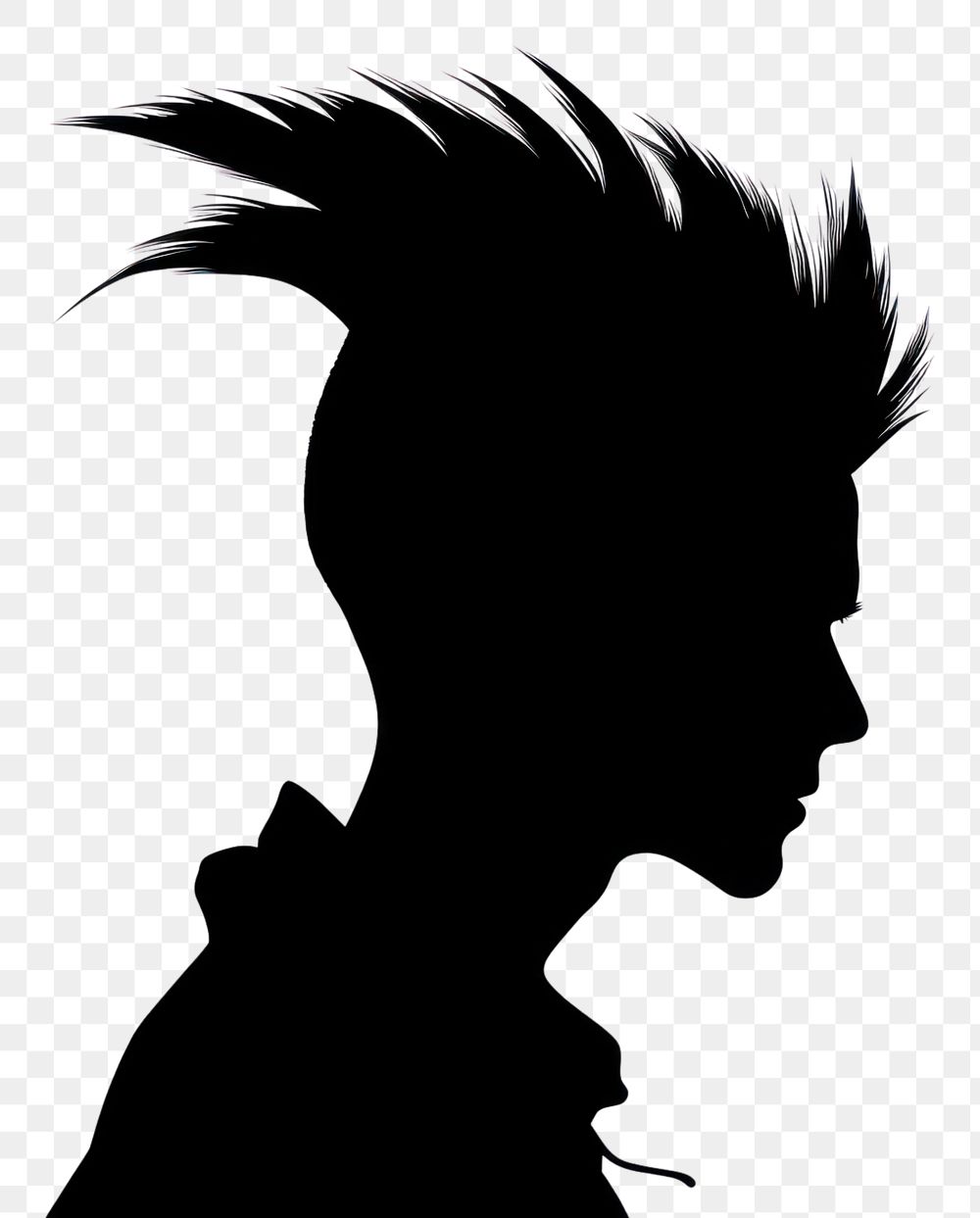 PNG Man head with mohawk hair silhouette white white background. AI generated Image by rawpixel.