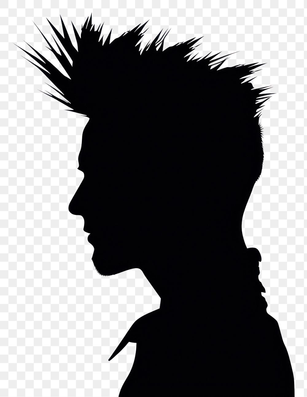 PNG Man head with mohawk hair silhouette adult black. AI generated Image by rawpixel.