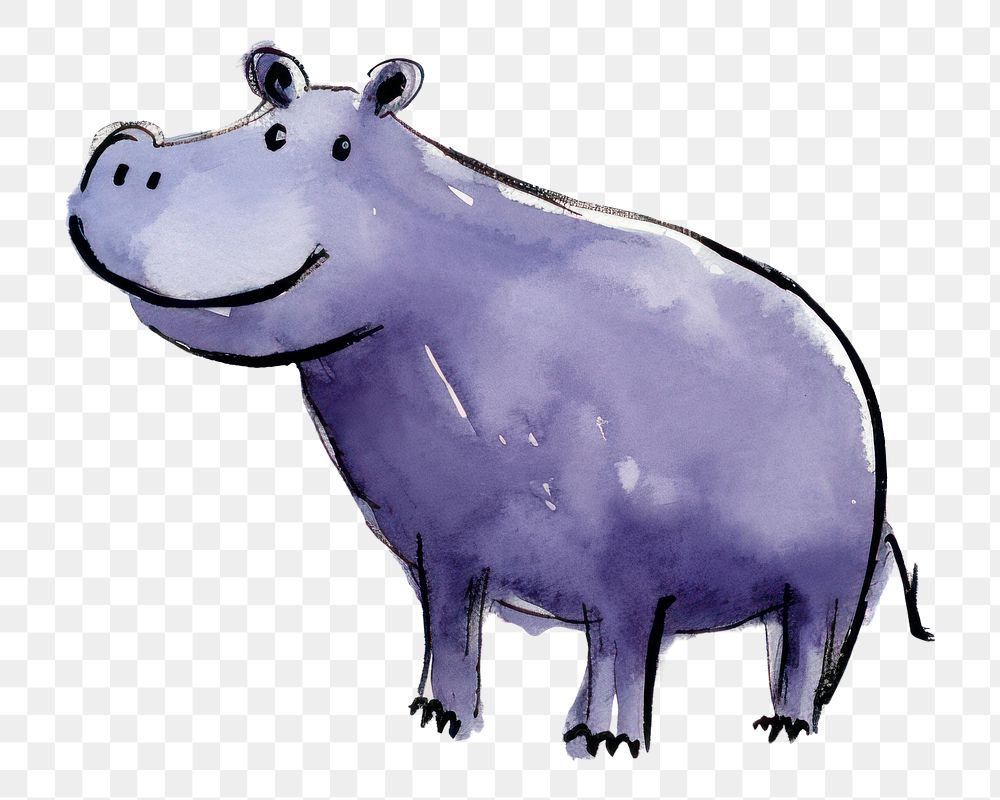 PNG Hippopotamus hippopotamus wildlife drawing. AI generated Image by rawpixel.