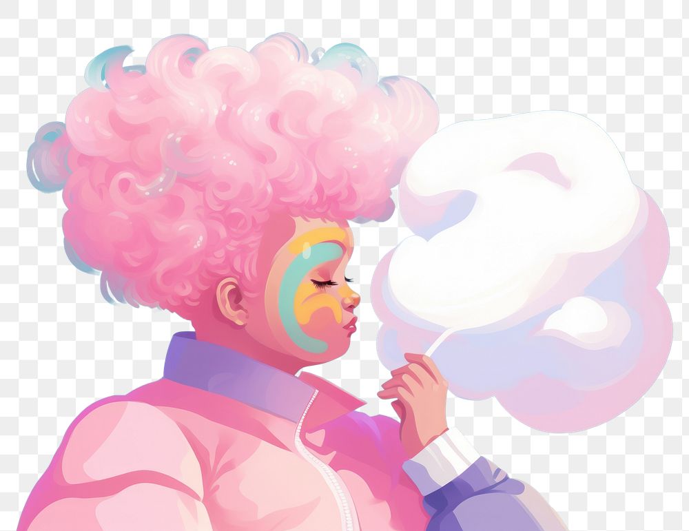 PNG A girl wearing cotton candy cloth smoke performer portrait. AI generated Image by rawpixel.