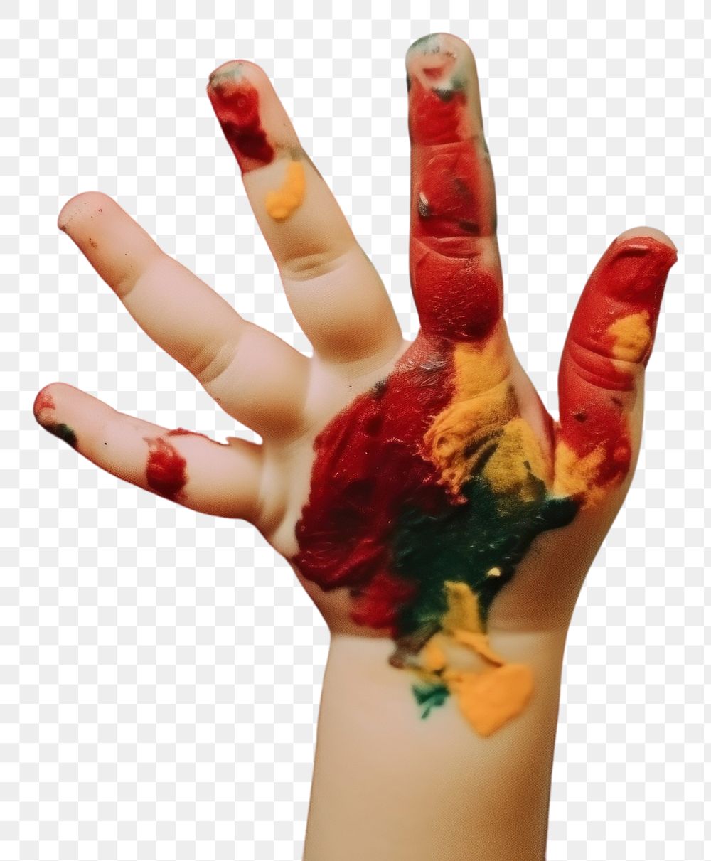 PNG  A hand of a kid painting finger creativity gesturing. AI generated Image by rawpixel.