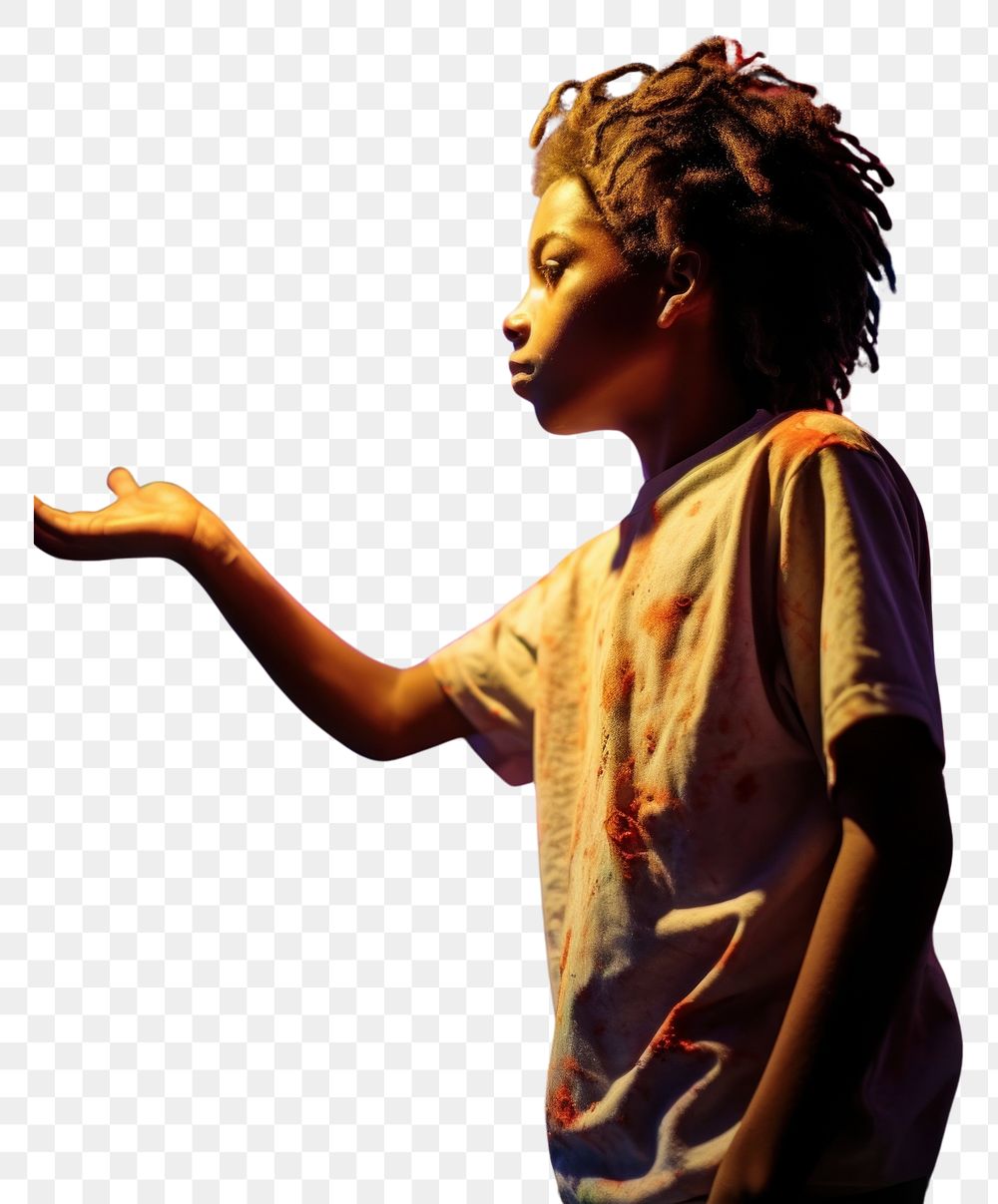 PNG A black boy painting neon color creativity enjoyment performer. AI generated Image by rawpixel.