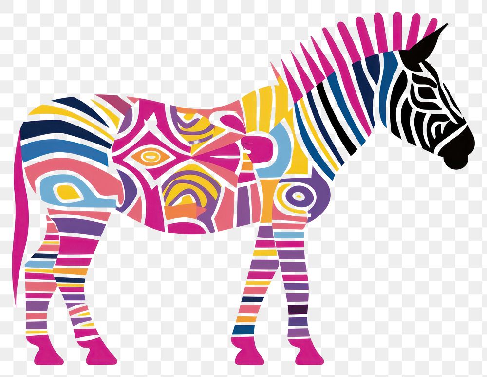 PNG  African tribal pattern zebra mammal animal horse. AI generated Image by rawpixel.