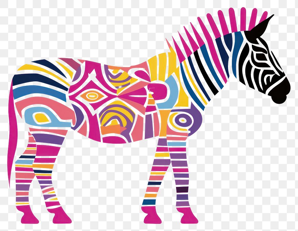 PNG African tribal pattern zebra mammal animal horse. 