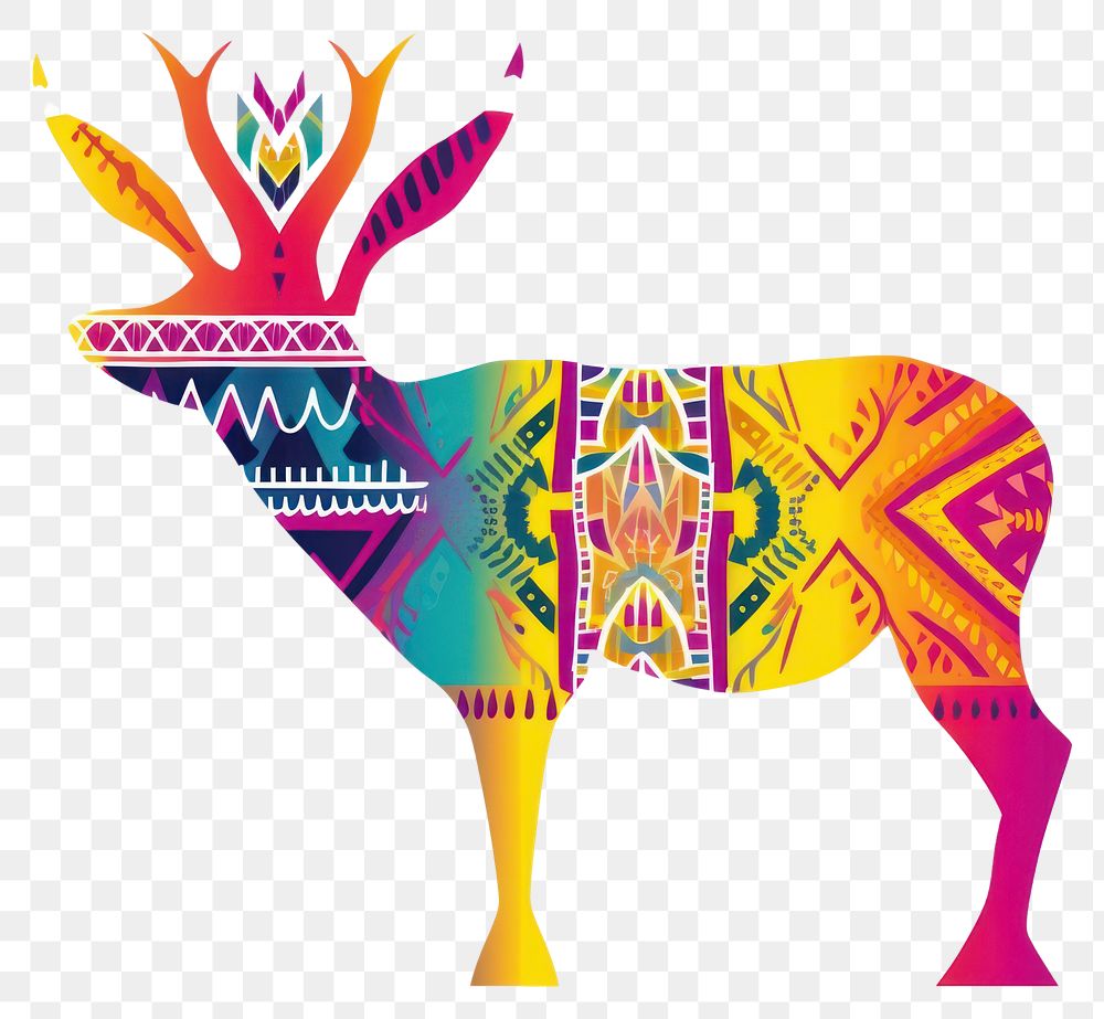 PNG  African tribal pattern wildlife mammal animal art. AI generated Image by rawpixel.