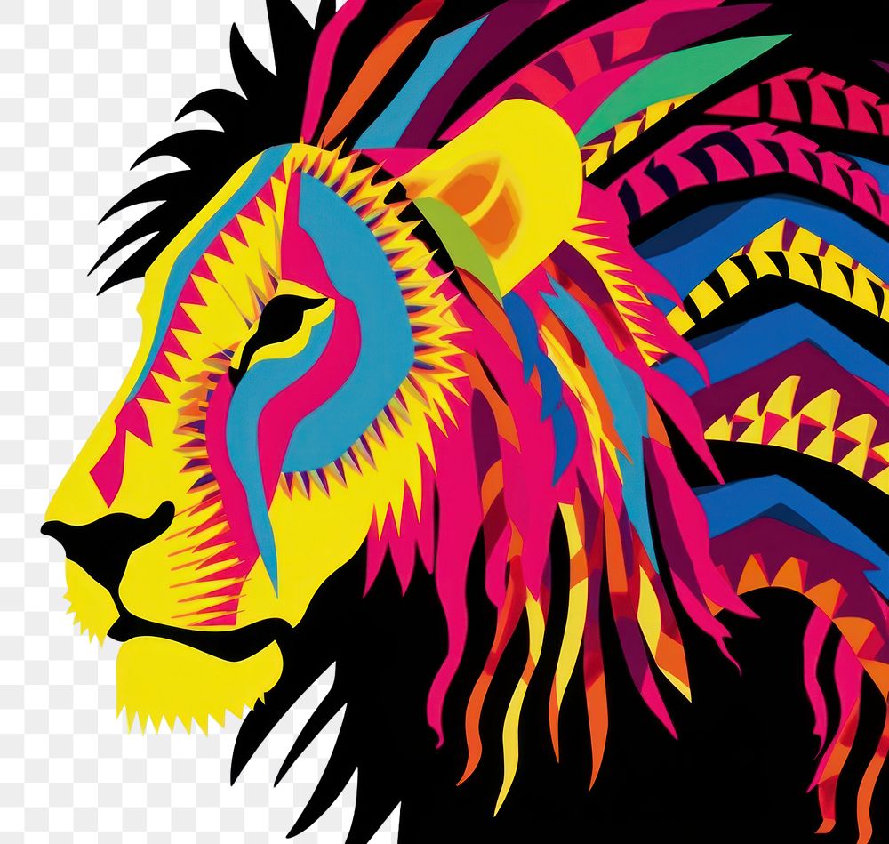 PNG  African tribal pattern lion art creativity graphics. AI generated Image by rawpixel.