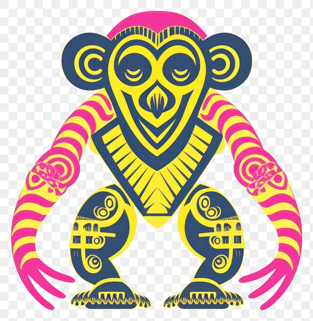 PNG  African tribal pattern monkey representation creativity wildlife. AI generated Image by rawpixel.
