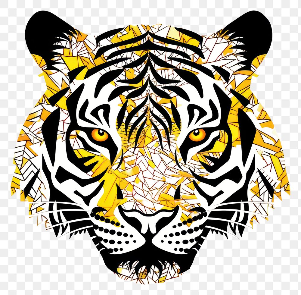 PNG  African tribal pattern tiger animal mammal creativity. AI generated Image by rawpixel.