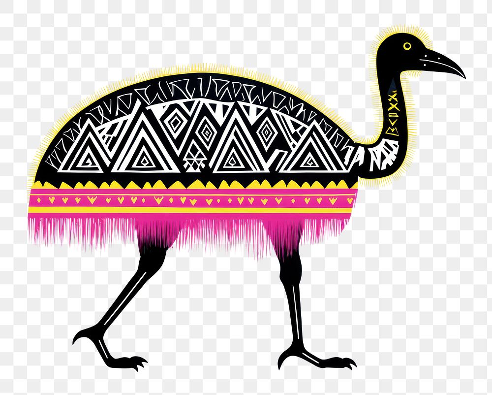 PNG  African tribal pattern ostrich animal bird emu. AI generated Image by rawpixel.