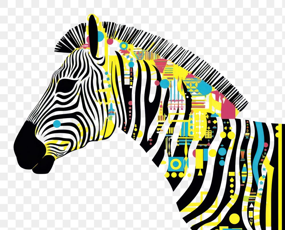 PNG  African tribal pattern zebra animal mammal horse. AI generated Image by rawpixel.