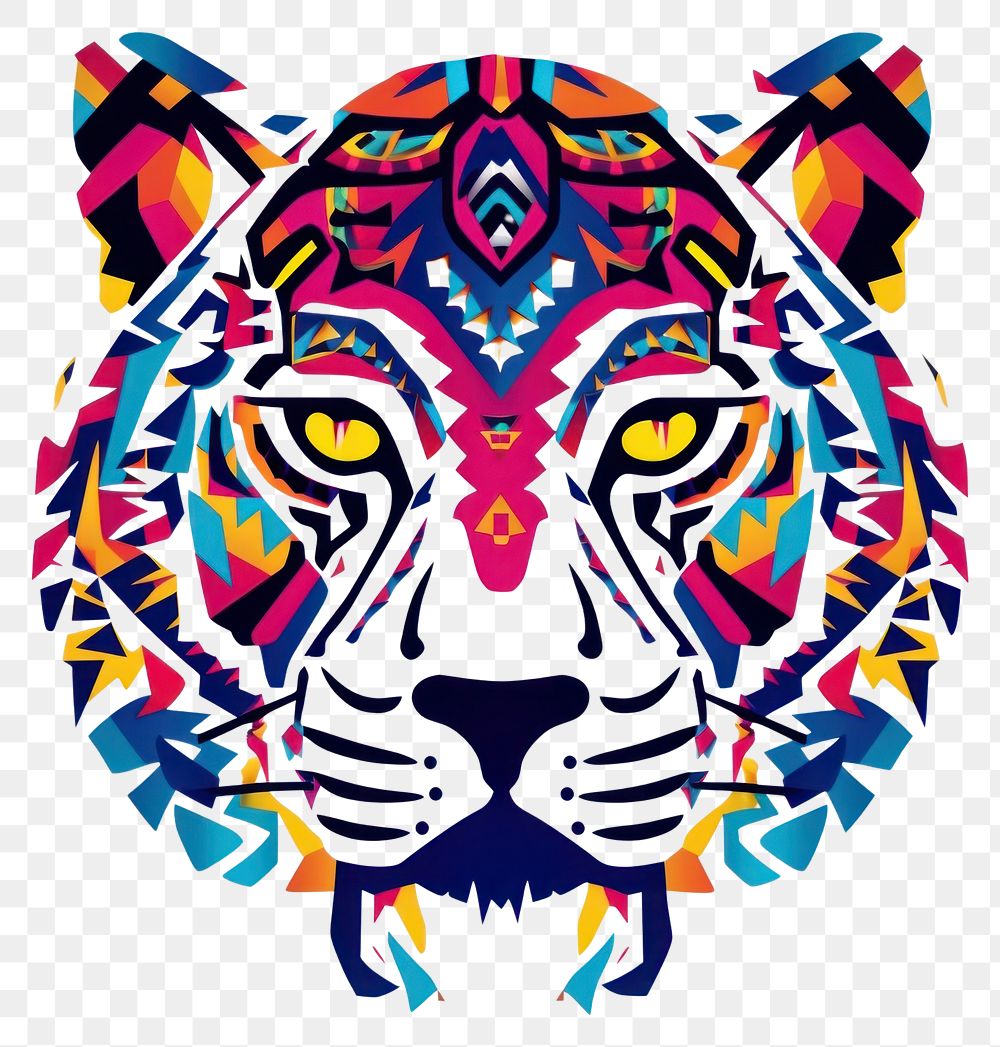 PNG  African tribal pattern tiger art creativity carnivora. AI generated Image by rawpixel.