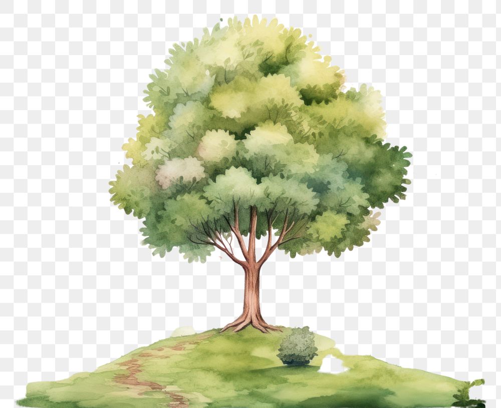 PNG Colorful landscape tree outdoors drawing. AI generated Image by rawpixel.