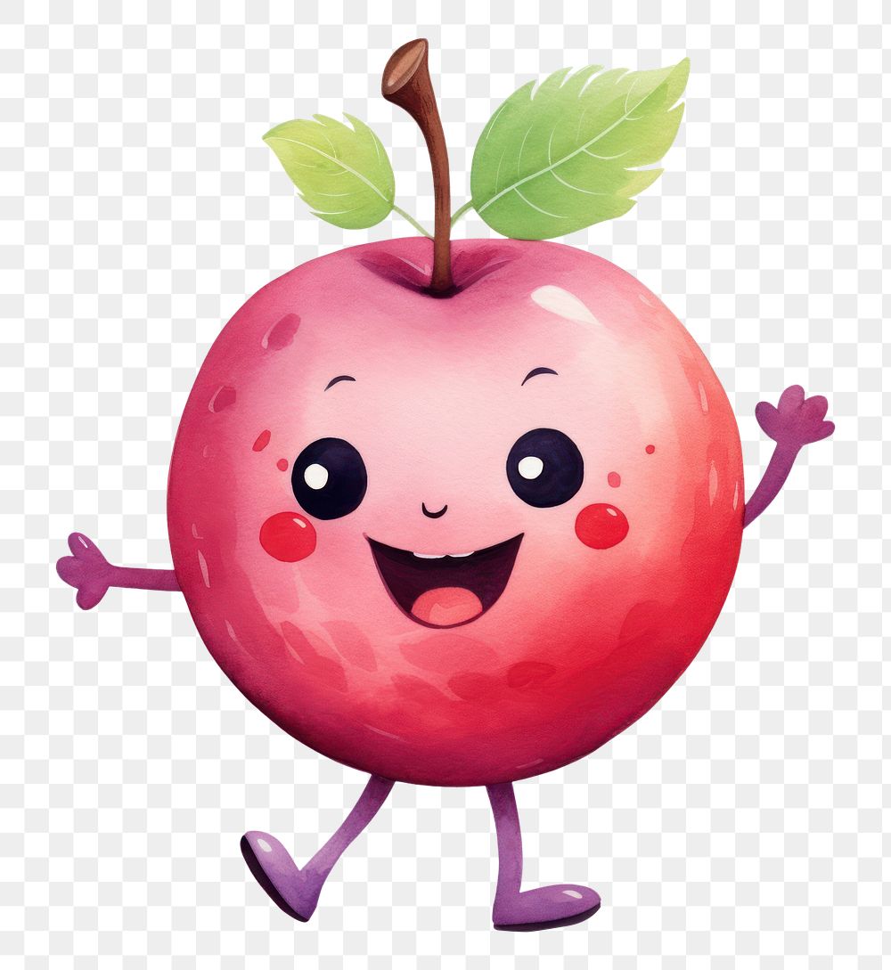 PNG  Plum fruit dancing apple plant cute. AI generated Image by rawpixel.