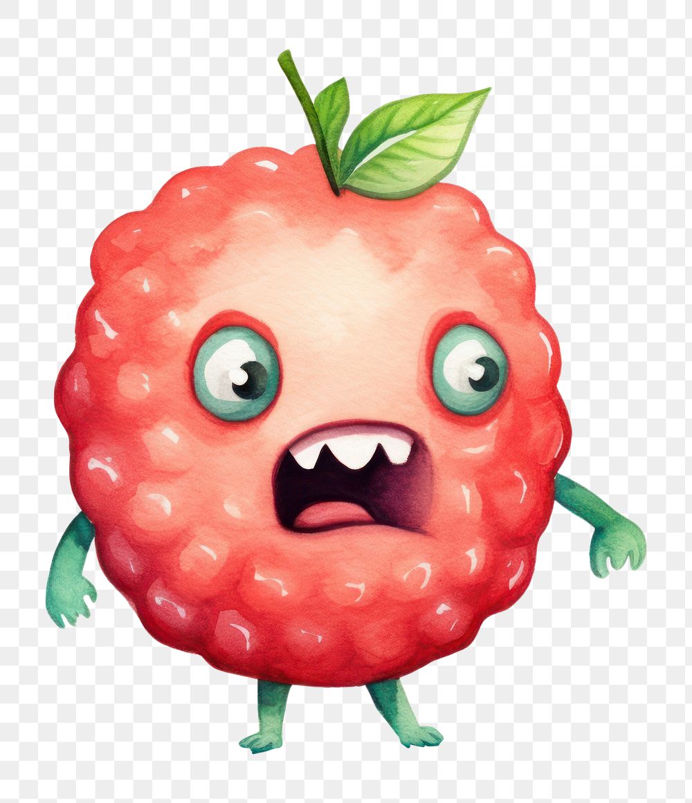 PNG  Angry running raspberry fruit plant food. AI generated Image by rawpixel.
