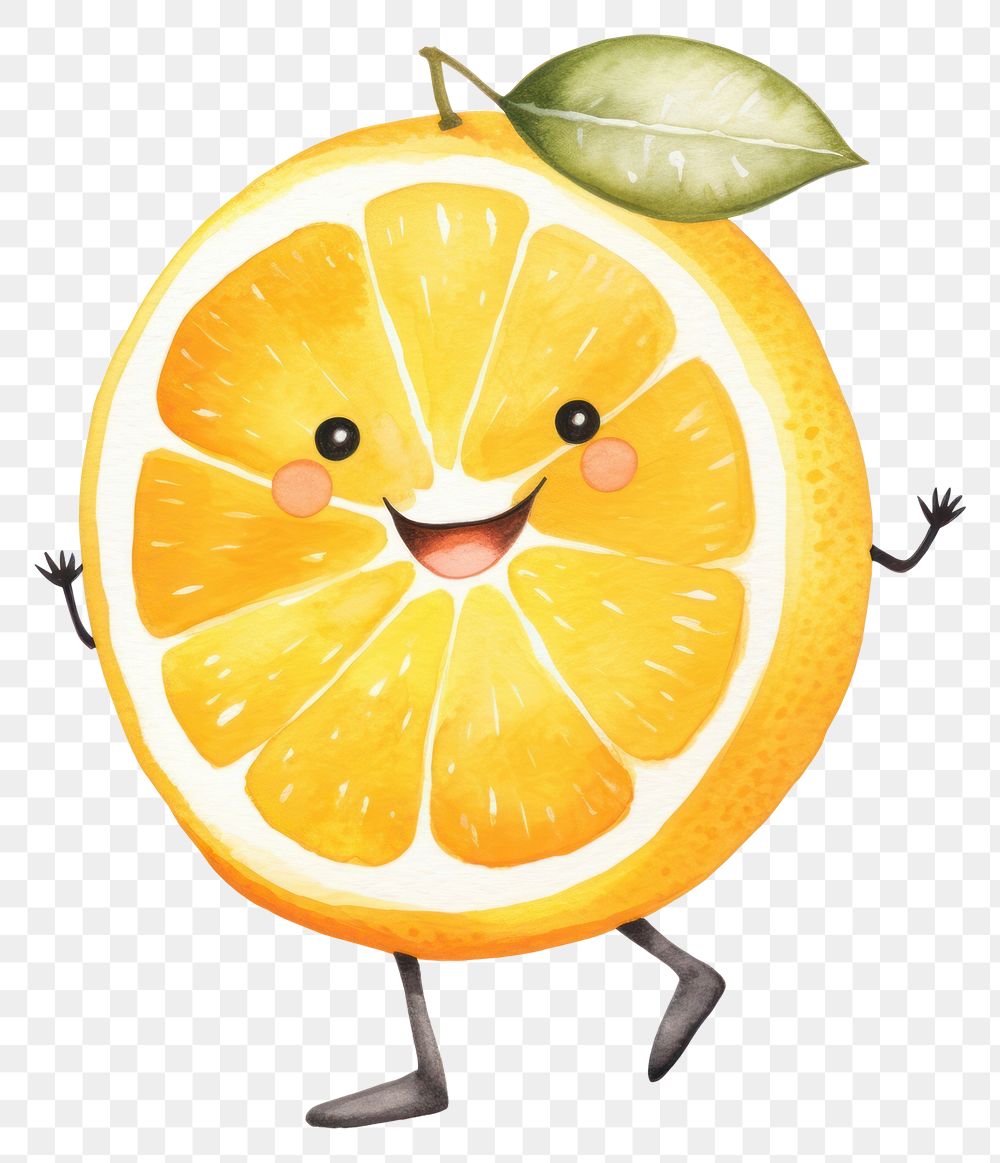 PNG  Sliced orange dancing partying grapefruit lemon plant. AI generated Image by rawpixel.