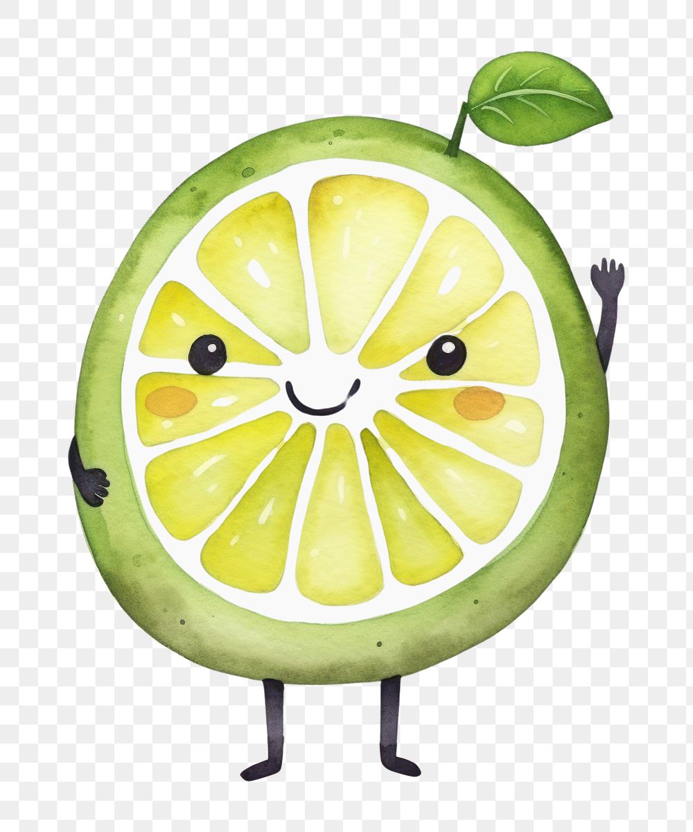 PNG  Sliced lime dancing grapefruit lemon plant. AI generated Image by rawpixel.