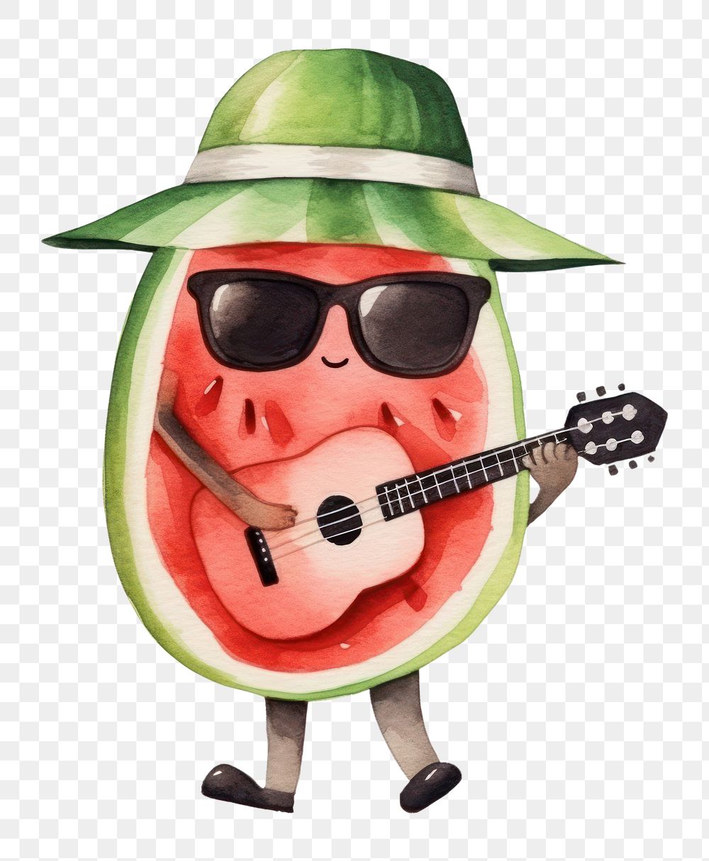 PNG  Watermelon glasses sunglasses guitar. AI generated Image by rawpixel.