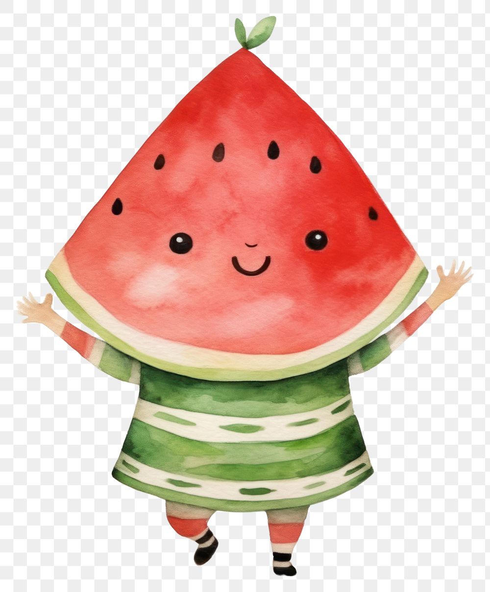 PNG  Sliced watermelon dancing fruit food white background. AI generated Image by rawpixel.