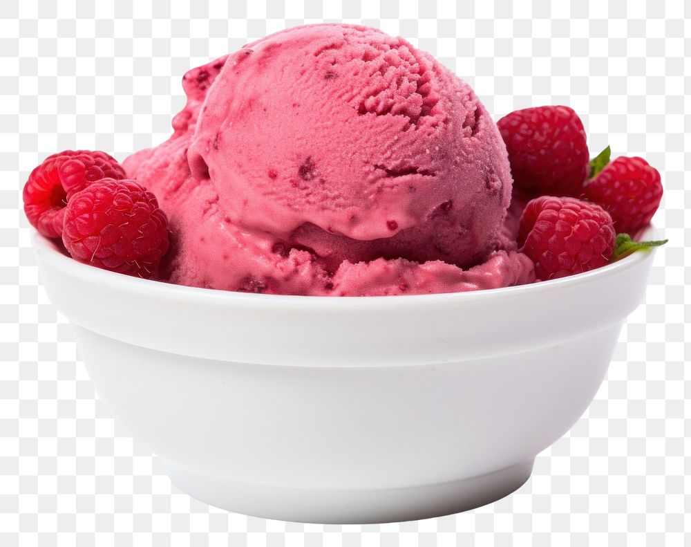 PNG  Raspberry gelato dessert fruit cream. AI generated Image by rawpixel.
