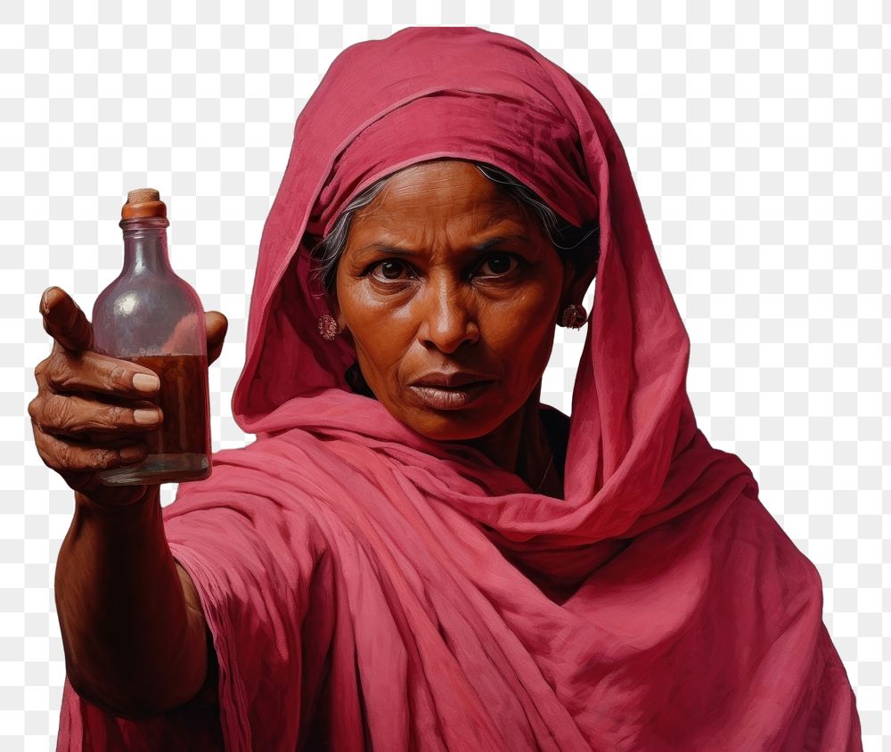 PNG  Indian woman portrait bottle adult. AI generated Image by rawpixel.