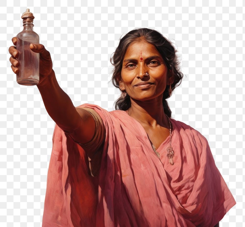 PNG  Indian woman bottle adult spirituality. AI generated Image by rawpixel.