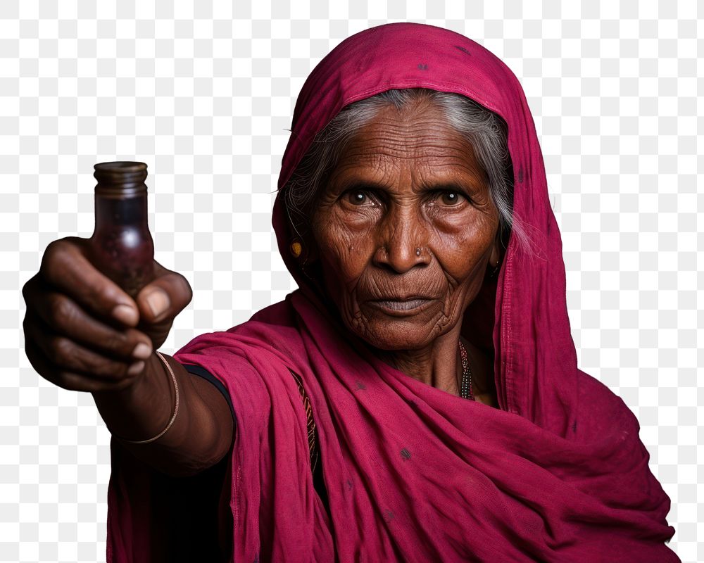 PNG Indian woman adult headscarf portrait. 