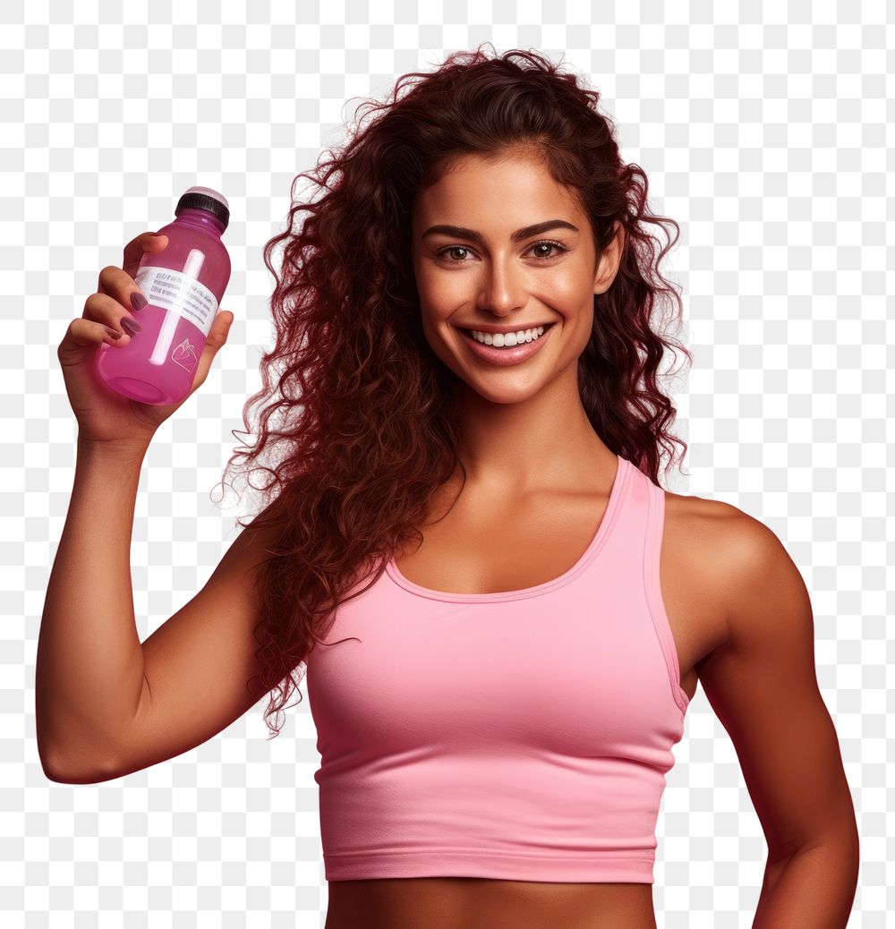 PNG  Mexican sport woman bottle smile sports. AI generated Image by rawpixel.