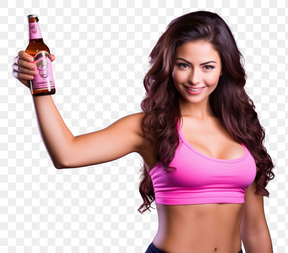 PNG  Mexican sport woman bottle sports finger. AI generated Image by rawpixel.